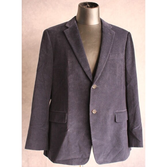 John W Nordstrom Men's Corduroy Sport Coat Size 46R Wool Cashmere Blue